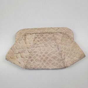 Lauren Merkin Embossed Leather Clutch Purse Wallet‎ Pink White Cream